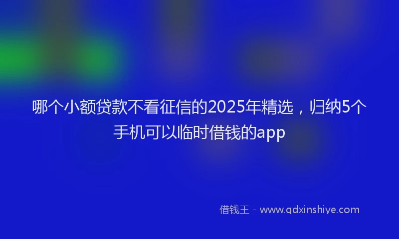 哪个小额贷款不看征信的2025年精选，归纳5个手机可以临时借钱的app