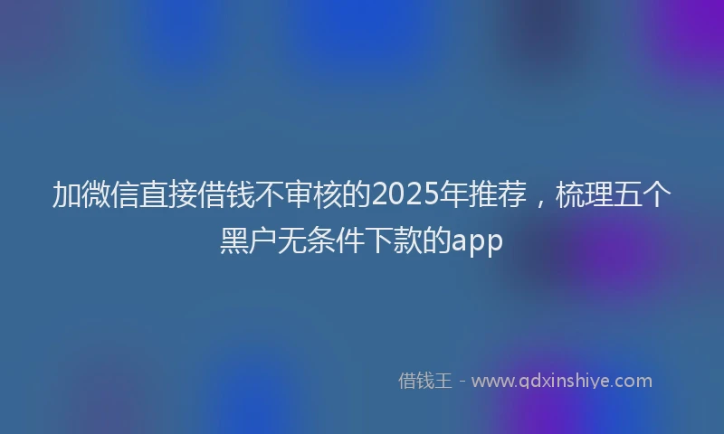 加微信直接借钱不审核的2025年推荐，梳理五个黑户无条件下款的app