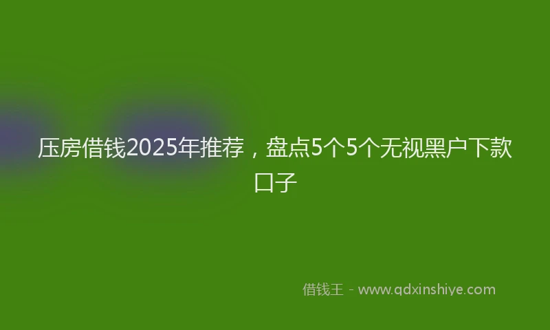 压房借钱2025年推荐，盘点5个5个无视黑户下款口子