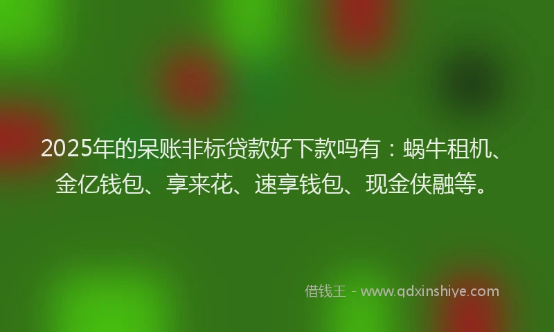 2025年的呆账非标贷款好下款吗有：蜗牛租机、金亿钱包、享来花、速享钱包、现金侠融等。