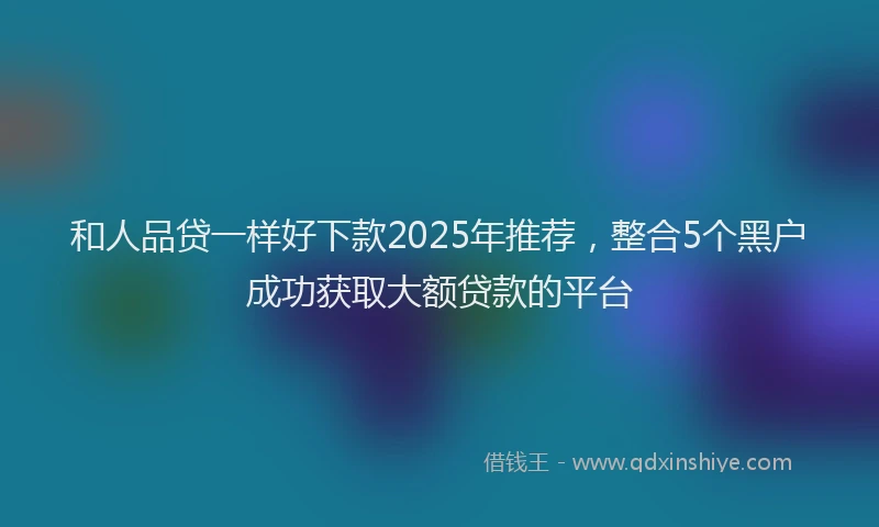 和人品贷一样好下款2025年推荐，整合5个黑户成功获取大额贷款的平台