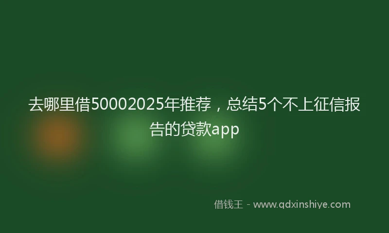 去哪里借50002025年推荐，总结5个不上征信报告的贷款app