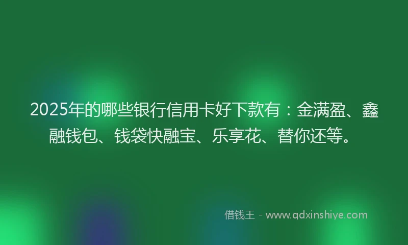 2025年的哪些银行信用卡好下款有：金满盈、鑫融钱包、钱袋快融宝、乐享花、替你还等。