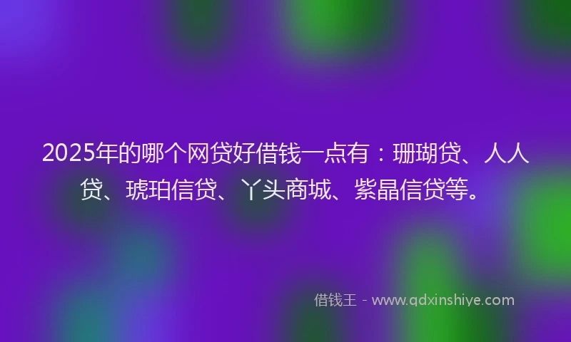 2025年的哪个网贷好借钱一点有：珊瑚贷、人人贷、琥珀信贷、丫头商城、紫晶信贷等。