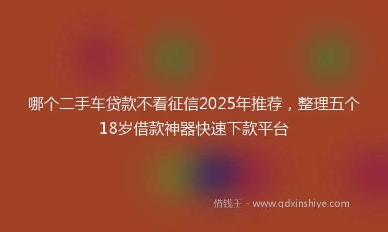 哪个二手车贷款不看征信2025年推荐，整理五个18岁借款神器快速下款平台