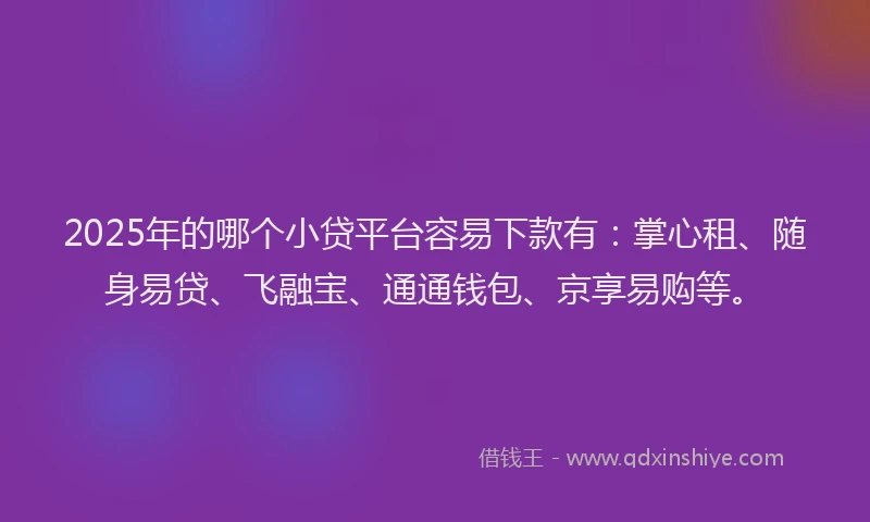 2025年的哪个小贷平台容易下款有：掌心租、随身易贷、飞融宝、通通钱包、京享易购等。