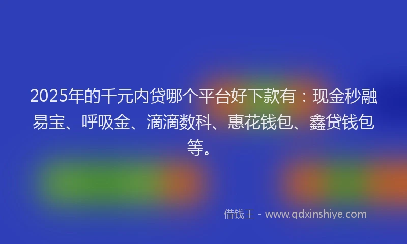 2025年的千元内贷哪个平台好下款有：现金秒融易宝、呼吸金、滴滴数科、惠花钱包、鑫贷钱包等。