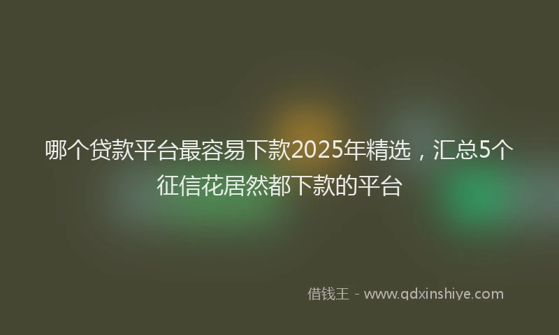 哪个贷款平台最容易下款2025年精选，汇总5个征信花居然都下款的平台