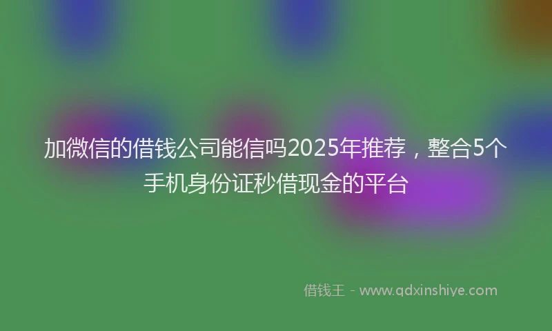 加微信的借钱公司能信吗2025年推荐，整合5个手机身份证秒借现金的平台