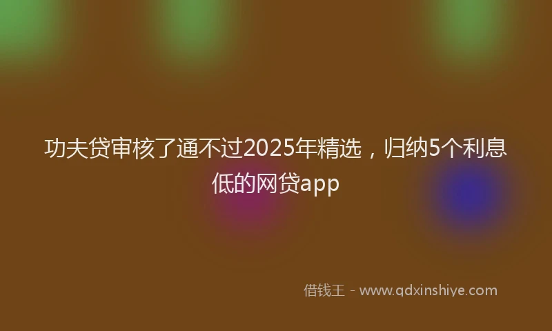 功夫贷审核了通不过2025年精选，归纳5个利息低的网贷app