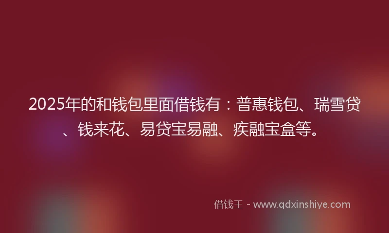 2025年的和钱包里面借钱有：普惠钱包、瑞雪贷、钱来花、易贷宝易融、疾融宝盒等。