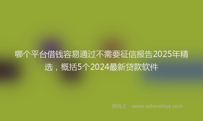 哪个平台借钱容易通过不需要征信报告2025年精选，概括5个2024最新贷款软件