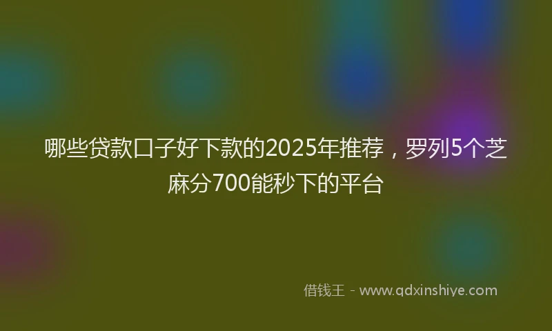 哪些贷款口子好下款的2025年推荐，罗列5个芝麻分700能秒下的平台
