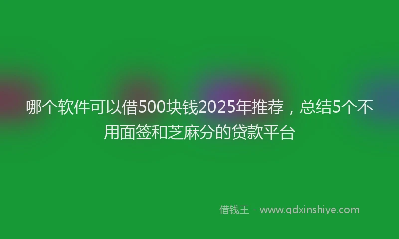 哪个软件可以借500块钱2025年推荐，总结5个不用面签和芝麻分的贷款平台