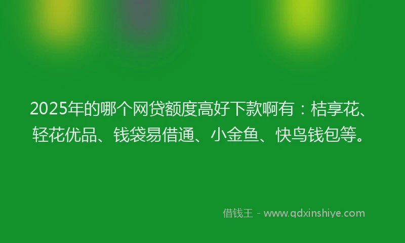 2025年的哪个网贷额度高好下款啊有：桔享花、轻花优品、钱袋易借通、小金鱼、快鸟钱包等。