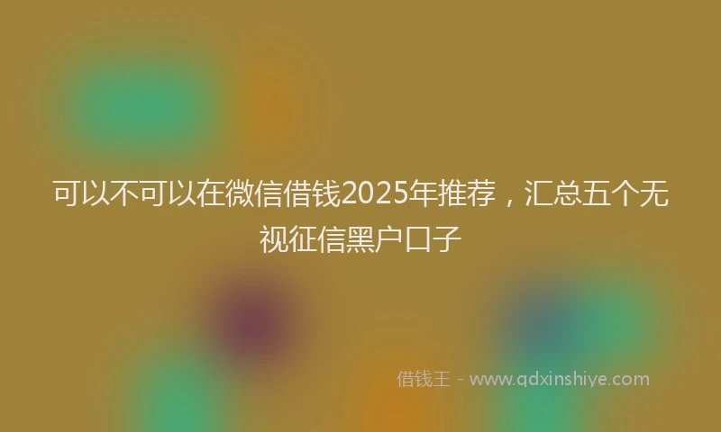 可以不可以在微信借钱2025年推荐，汇总五个无视征信黑户口子