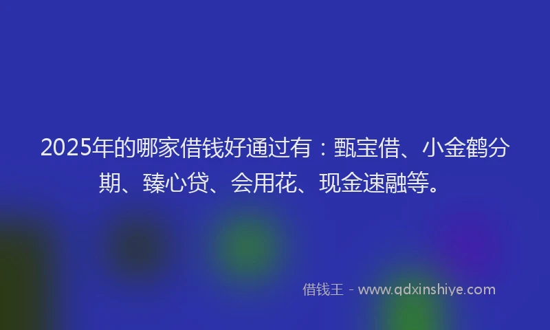 2025年的哪家借钱好通过有：甄宝借、小金鹤分期、臻心贷、会用花、现金速融等。
