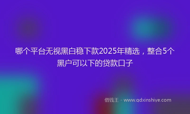哪个平台无视黑白稳下款2025年精选，整合5个黑户可以下的贷款口子
