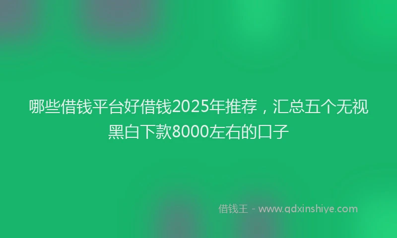哪些借钱平台好借钱2025年推荐，汇总五个无视黑白下款8000左右的口子