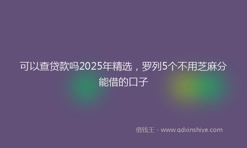可以查贷款吗2025年精选，罗列5个不用芝麻分能借的口子
