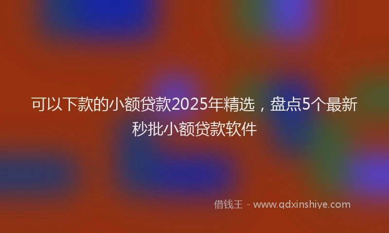 可以下款的小额贷款2025年精选，盘点5个最新秒批小额贷款软件