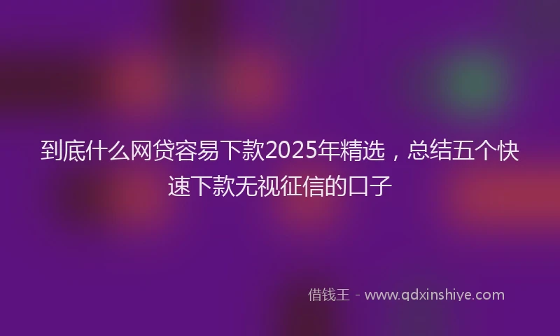 到底什么网贷容易下款2025年精选，总结五个快速下款无视征信的口子