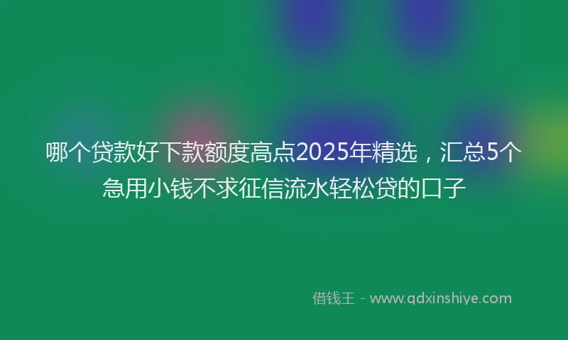 哪个贷款好下款额度高点2025年精选，汇总5个急用小钱不求征信流水轻松贷的口子