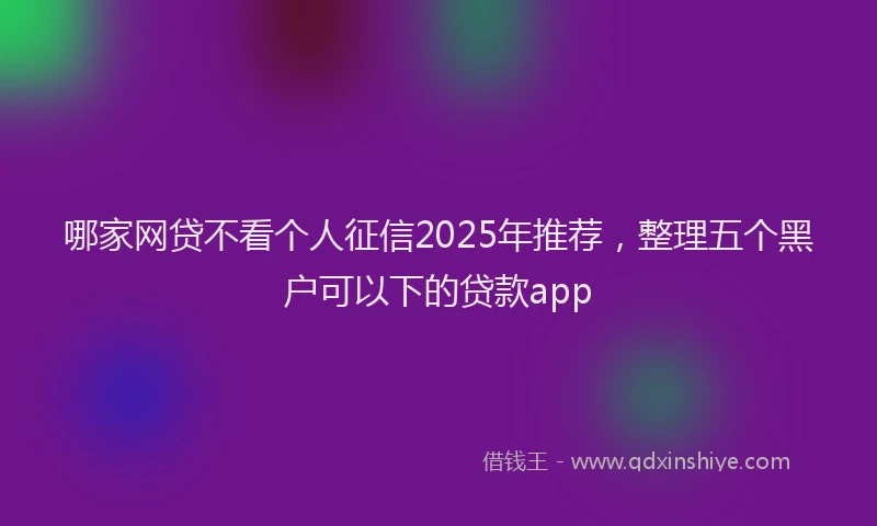 哪家网贷不看个人征信2025年推荐，整理五个黑户可以下的贷款app