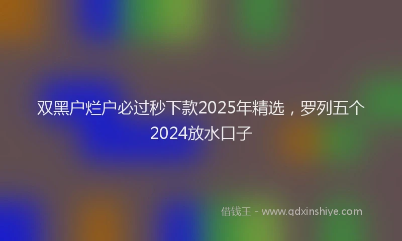 双黑户烂户必过秒下款2025年精选，罗列五个2024放水口子