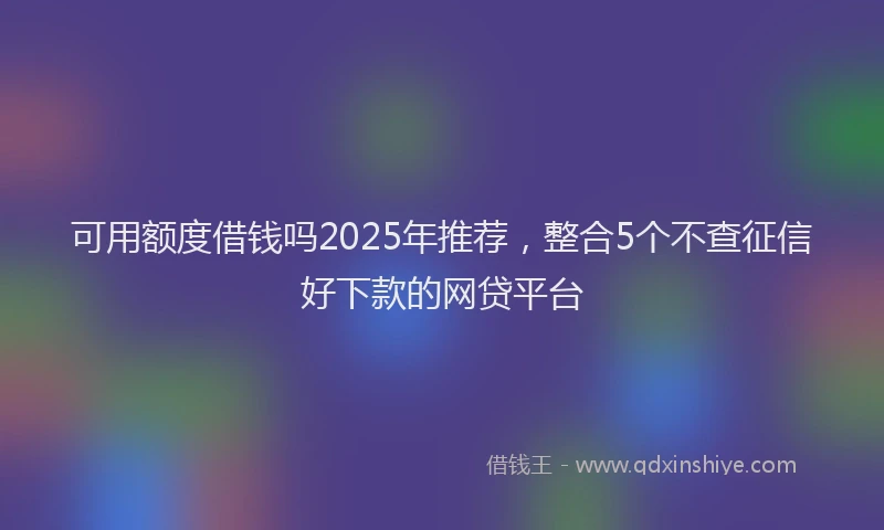 可用额度借钱吗2025年推荐，整合5个不查征信好下款的网贷平台