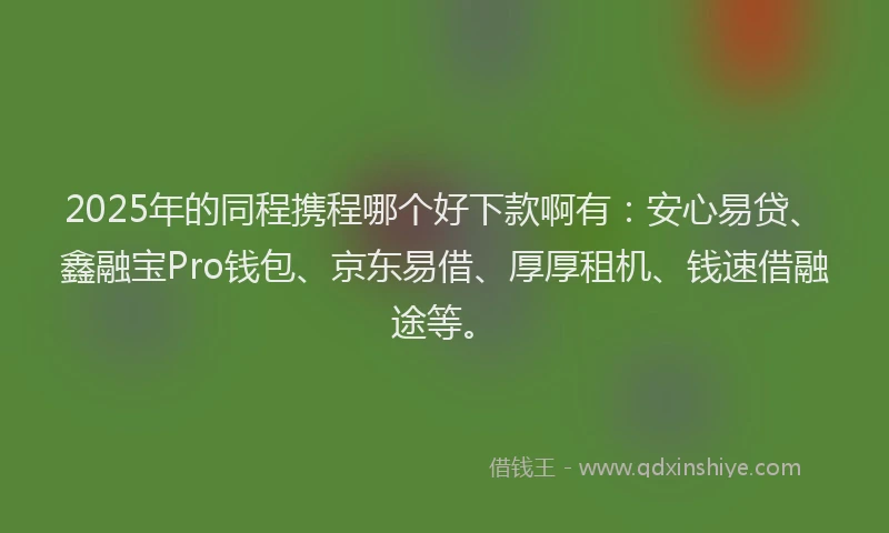 2025年的同程携程哪个好下款啊有：安心易贷、鑫融宝Pro钱包、京东易借、厚厚租机、钱速借融途等。