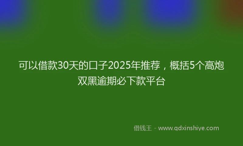 可以借款30天的口子2025年推荐，概括5个高炮双黑逾期必下款平台