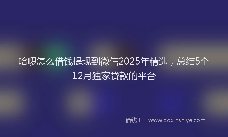 哈啰怎么借钱提现到微信2025年精选，总结5个12月独家贷款的平台