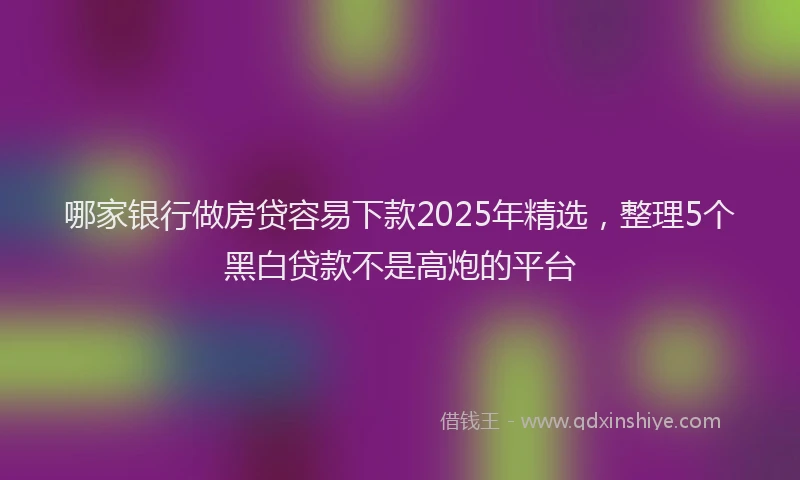 哪家银行做房贷容易下款2025年精选，整理5个黑白贷款不是高炮的平台