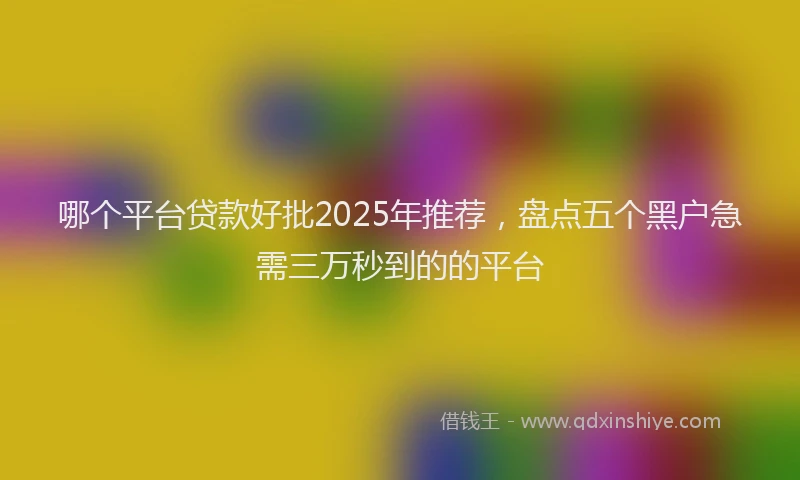 哪个平台贷款好批2025年推荐，盘点五个黑户急需三万秒到的的平台