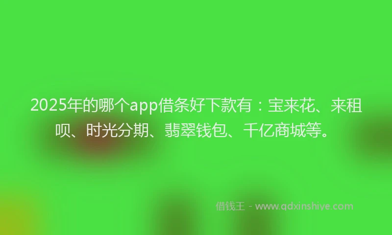 2025年的哪个app借条好下款有：宝来花、来租呗、时光分期、翡翠钱包、千亿商城等。