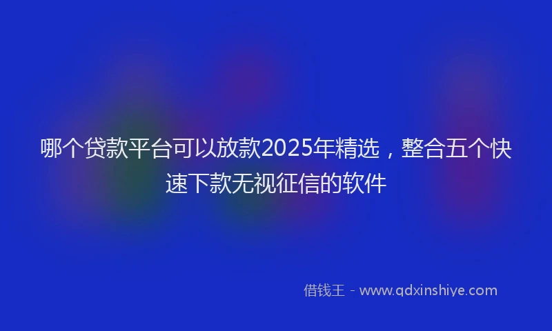 哪个贷款平台可以放款2025年精选，整合五个快速下款无视征信的软件
