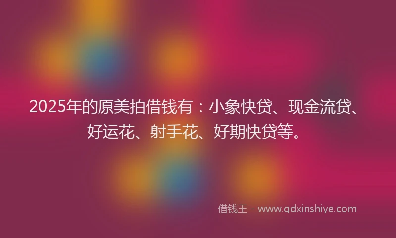 2025年的原美拍借钱有：小象快贷、现金流贷、好运花、射手花、好期快贷等。
