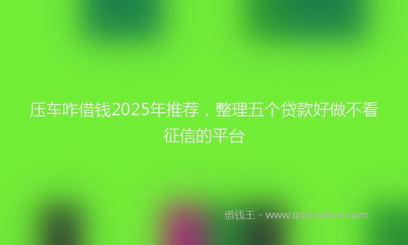 压车咋借钱2025年推荐，整理五个贷款好做不看征信的平台