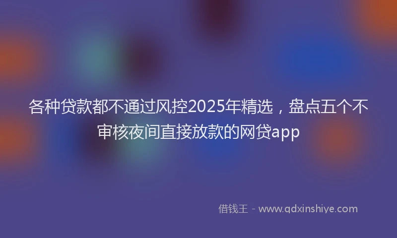 各种贷款都不通过风控2025年精选，盘点五个不审核夜间直接放款的网贷app