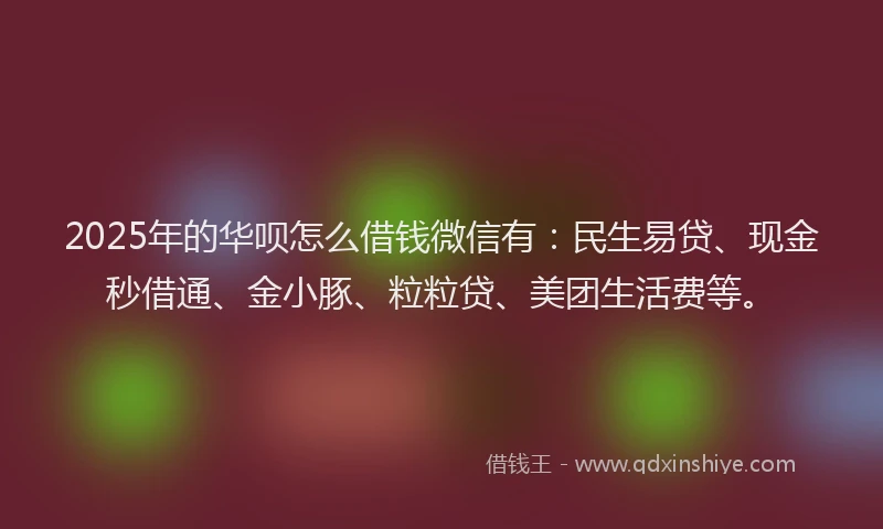 2025年的华呗怎么借钱微信有：民生易贷、现金秒借通、金小豚、粒粒贷、美团生活费等。