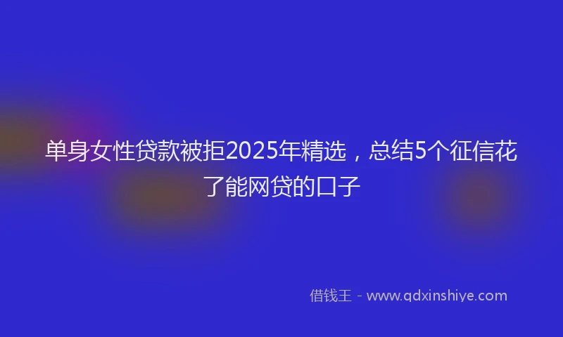 单身女性贷款被拒2025年精选，总结5个征信花了能网贷的口子