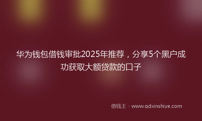 华为钱包借钱审批2025年推荐，分享5个黑户成功获取大额贷款的口子