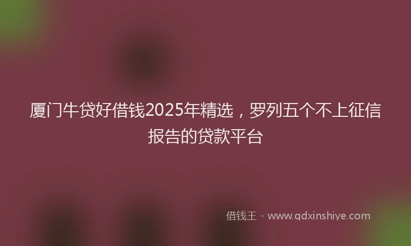 厦门牛贷好借钱2025年精选，罗列五个不上征信报告的贷款平台