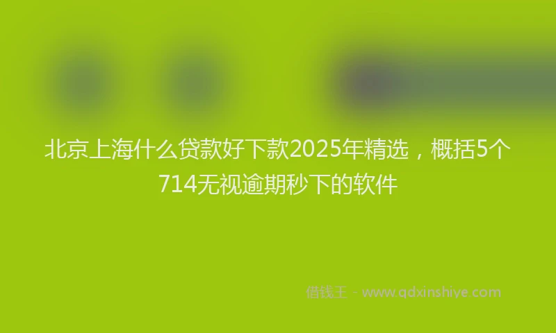 北京上海什么贷款好下款2025年精选，概括5个714无视逾期秒下的软件