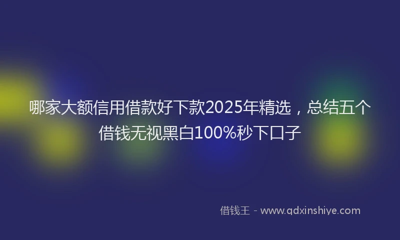 哪家大额信用借款好下款2025年精选，总结五个借钱无视黑白100%秒下口子