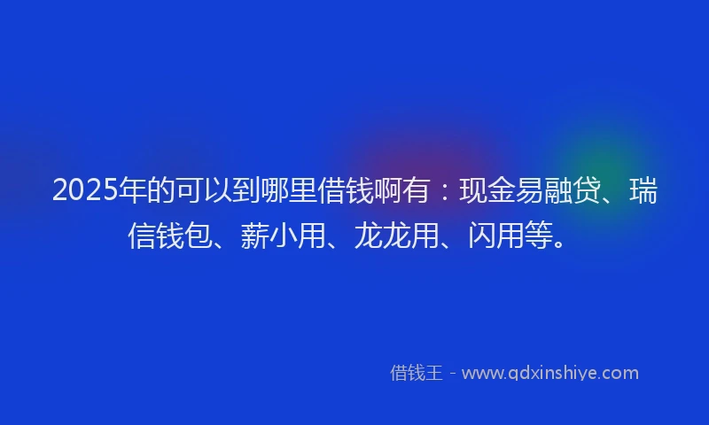 2025年的可以到哪里借钱啊有：现金易融贷、瑞信钱包、薪小用、龙龙用、闪用等。