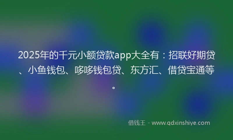 2025年的千元小额贷款app大全有：招联好期贷、小鱼钱包、哆哆钱包贷、东方汇、借贷宝通等。