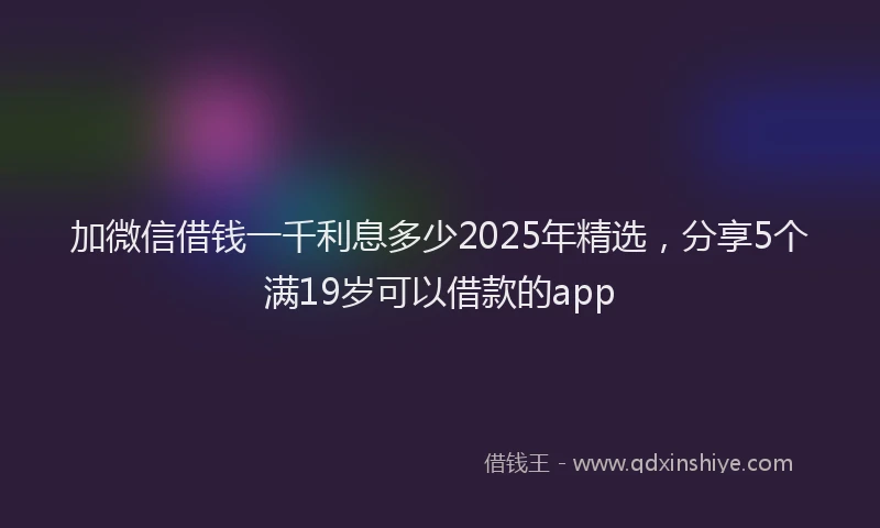 加微信借钱一千利息多少2025年精选，分享5个满19岁可以借款的app