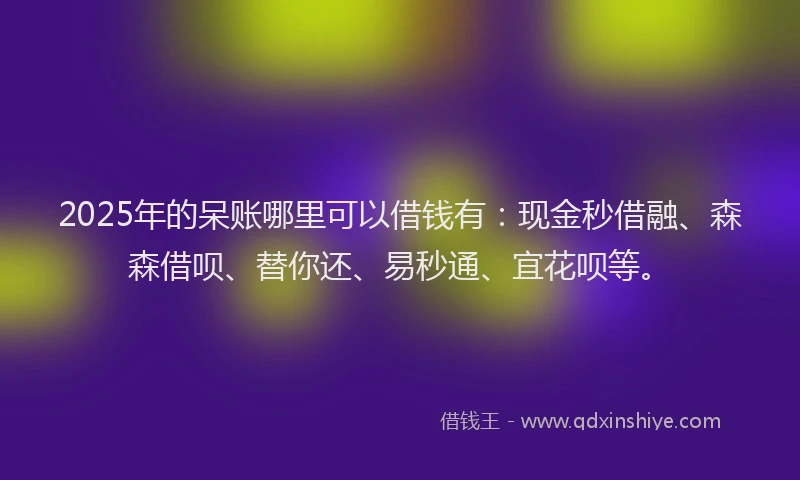 2025年的呆账哪里可以借钱有：现金秒借融、森森借呗、替你还、易秒通、宜花呗等。